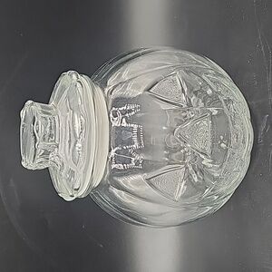 Vintage Clear Glass Jack O Lantern Pumpkin Candy Jar Canister Made in Canada